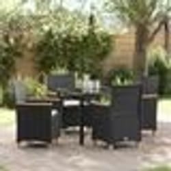 vidaXL Ensemble de salle à manger de jardin 5 pièces avec coussins en poly rattan noir