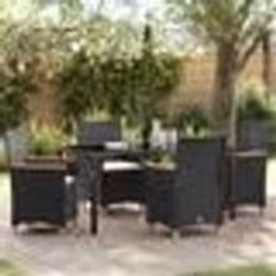 vidaXL Ensemble de salle à manger de jardin 5 pièces avec coussins en poly rotin noir