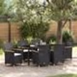 vidaXL Ensemble de salle à manger de jardin , 7 pièces, avec coussins en poly rattan noir.