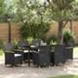 vidaXL Ensemble de salle à manger de jardin , 7 pièces, avec coussins en poly rattan noir.