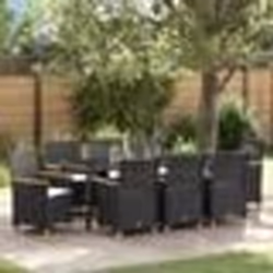 vidaXL Ensemble de salle à manger de jardin 9 pièces avec coussins en poly rotin noir.