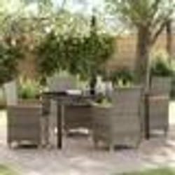 vidaXL Ensemble de jardin 5 pièces avec coussins en polyrotin gris