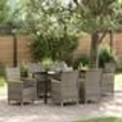 vidaXL Ensemble de salle à manger de jardin , 7 pièces avec coussins en polyrotin gris