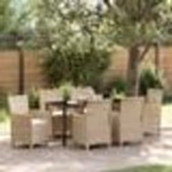 vidaXL Ensemble de salle à manger de jardin de 7 pièces avec coussins en poly rattan beige.