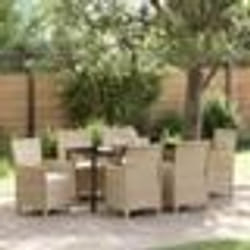vidaXL Ensemble de salle à manger de jardin de 7 pièces avec coussins en poly rattan beige.