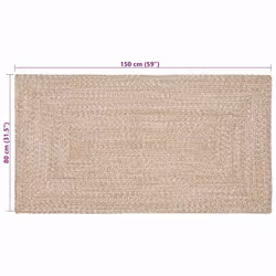 Tapis Naturel Et Blanc 80 X 150 Cm Jute Vidaxl - Vue supplémentaire 2