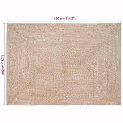 Tapis Naturel Et Blanc 200 X 290 Cm Jute Vidaxl - Vue supplémentaire 2