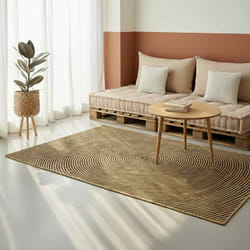 Tapis Naturel Et Noir 160 X 160 Cm Jute Vidaxl