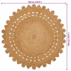 Tapis Marron Ø 180 Cm Jute Vidaxl - Vue supplémentaire 2