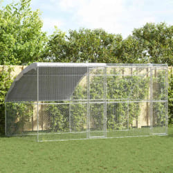 vidaXL Cage à poules Argent 400 x 200 x 198.5 cm Acier galvanisé
