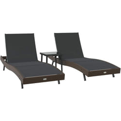 Vidaxl Transats 3 Pcs Marron 40 X 40 X 40.5 Cm Polyrotin