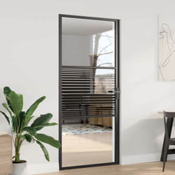 Vidaxl - Porte Intérieure Noir 93 X 201.5 Cm Verre Trempé, Aluminium