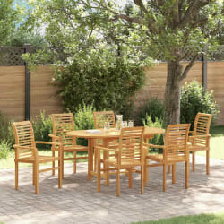 vidaXL Ensemble de salle à manger pour jardin 7 pcs Marron Teck massif