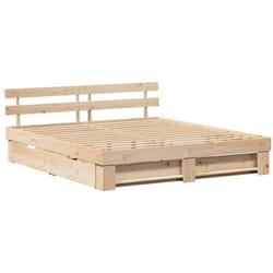 Cadre de lit avec tiroir Marron 180 x 200 cm Bois massif en pin Vidaxl