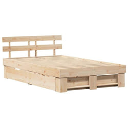 Cadre de lit avec tiroir Marron 120 x 200 cm Bois massif en pin Vidaxl