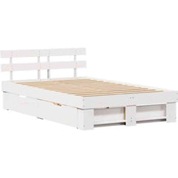 Cadre de lit avec tiroir Blanc 140 x 190 cm Bois massif en pin Vidaxl