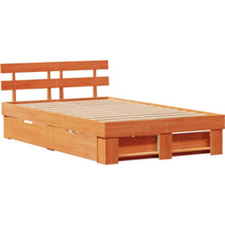 Vidaxl - Lit avec tiroirs - Marron ciré - 140 x 190 cm - Bois de pin massif