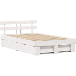 Vidaxl - Lit blanc avec tiroirs - 135x190 cm en pin massif