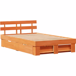 Ce cadre de lit en bois de pin massif est super solide et est vraiment stylé. Sa finition marron ciré s'harmonise bien avec t ...