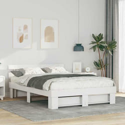 vidaXL Cadre de lit plataforma Blanc 160 x 200 cm en bois de pin massif design moderne sans sommier 872477