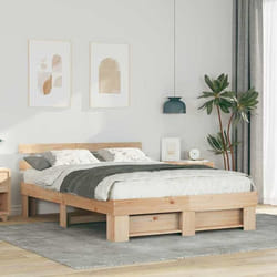 vidaXL Cadre de lit 140 x 200 cm en pin massif marron sans sommier. Style contemporain pour lintérieur. Facile à monter 872482