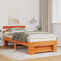 Cadre De Lit Marron Cire 90 X 190 Cm Bois Massif En Pin Vidaxl