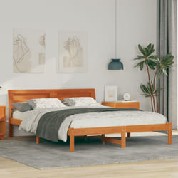 Cadre De Lit Marron Cire 150 X 200 Cm Bois Massif En Pin Vidaxl