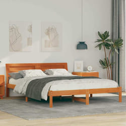 Cadre De Lit Marron Cire 140 X 200 Cm Bois Massif En Pin Vidaxl
