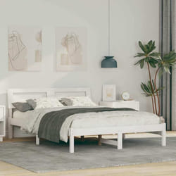 Cadre De Lit Blanc 140 X 190 Cm Bois Massif En Pin Vidaxl