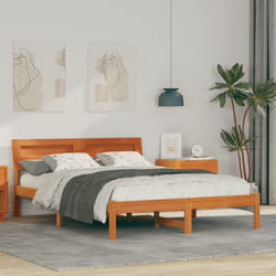 Cadre De Lit Marron Cire 135 X 190 Cm Bois Massif En Pin Vidaxl
