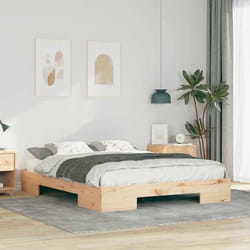 vidaXL Lit de sol 160 x 200 cm en bois de pin massif style moderne avec rangement. Fini peint pour une utilisation 873022