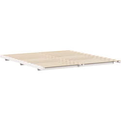 Cadre De Lit Surélevé Blanc 200 X 200 Cm Bois Massif En Pin Vidaxl