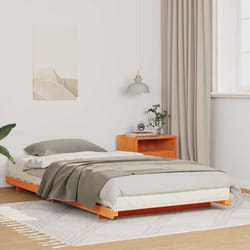 vidaXL Cadre de lit en pin massif couleur marron ciré 80 x 210 cm style Japandi. Facile à monter pour deux personnes 873102