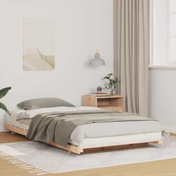 vidaXL Lit en bois de pin marron 90 x 210 cm style Japandi moderne parfait pour lintérieur. Profil bas avec lattes 873103