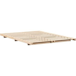 Cadre De Lit Surélevé Marron 160 X 220 Cm Bois Massif En Pin Vidaxl