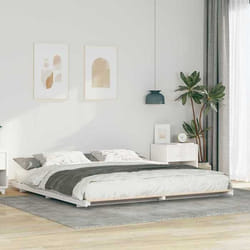 Cadre De Lit Surélevé Blanc 180 X 220 Cm Bois Massif En Pin Vidaxl