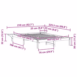 Cadre De Lit Avec Tables De Chevet Naturel 160 X 220 Cm Vidaxl - Vue supplémentaire 2