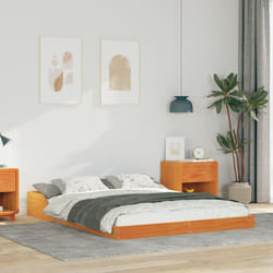 Cadre De Lit Marron Cire 140 X 190 Cm Bois Massif En Pin Vidaxl