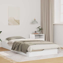 vidaXL Lit plateforme blanc 90 x 200 cm en pin massif finition mate avec lattes rigides et tiroir. Style minimaliste 873389