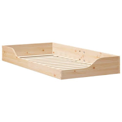 Cadre de lit surélevé Marron 90 x 190 cm Bois massif en pin Vidaxl