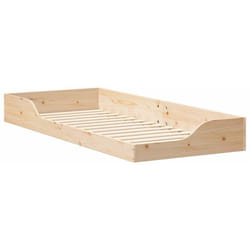 Cadre de lit surélevé Marron 80 x 220 cm Bois massif en pin Vidaxl