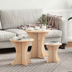 Table Basse 3 Pcs Naturel 46 X 46 X 47 Cm Bois Massif En Pin Vidaxl