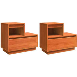 Cabinet de chevet avec tiroir 2 pcs Marron cire 60 x 34 x 51 cm Vidaxl