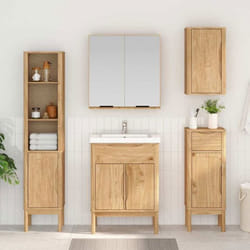 Armoire murale de salle de bain - VIDAXL - 60 x 40 x 80 cm - Pin massif - Finition cirée marron - Étagères réglables