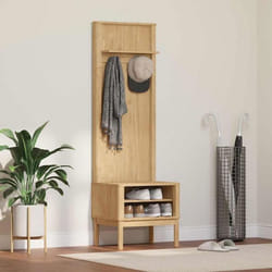 Console - VIDAXL - FLORO - Bois de pin massif - Cire marron - Crochets intégrés