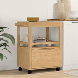 Desserte de cuisine - VIDAXL - FLORO - Pin massif - 4 roulettes 360° (2 freins) - 725x45x80 cm