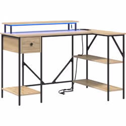 Ce Bureau avec Rangement présente un mélange harmonieux de style et de fonctionnalité, conçu pour compléter tout espace de tr ...