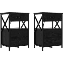 Cabinet De Chevet Avec Tiroir 2 Pcs Chêne Noir 40 X 31 X 60 Cm Vidaxl