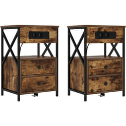 Table De Nuit Avec Station De Chargement 2 Pcs Chêne Fumé Vidaxl