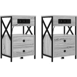Cabinet De Chevet Avec Tiroir 2 Pcs Sonoma Gris 40 X 31 X 60 Cm Vidaxl